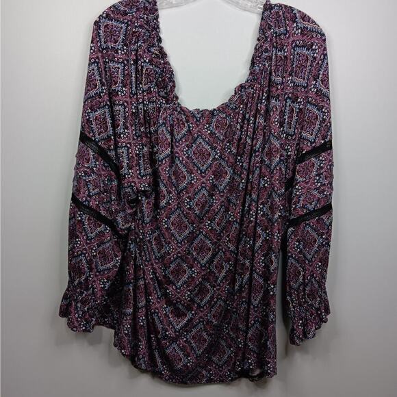 EUC Lane Bryant Off or On the Shoulder Top with Lace Size 18/30 (2X) Boho - Picture 4 of 6